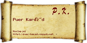 Puer Karád névjegykártya